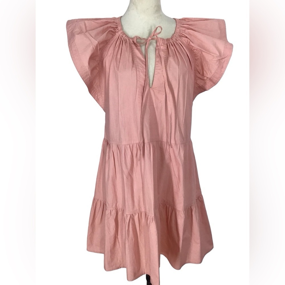 Pinch Peach Tiered Flutter Sleeve Babydoll Dress Size Medium